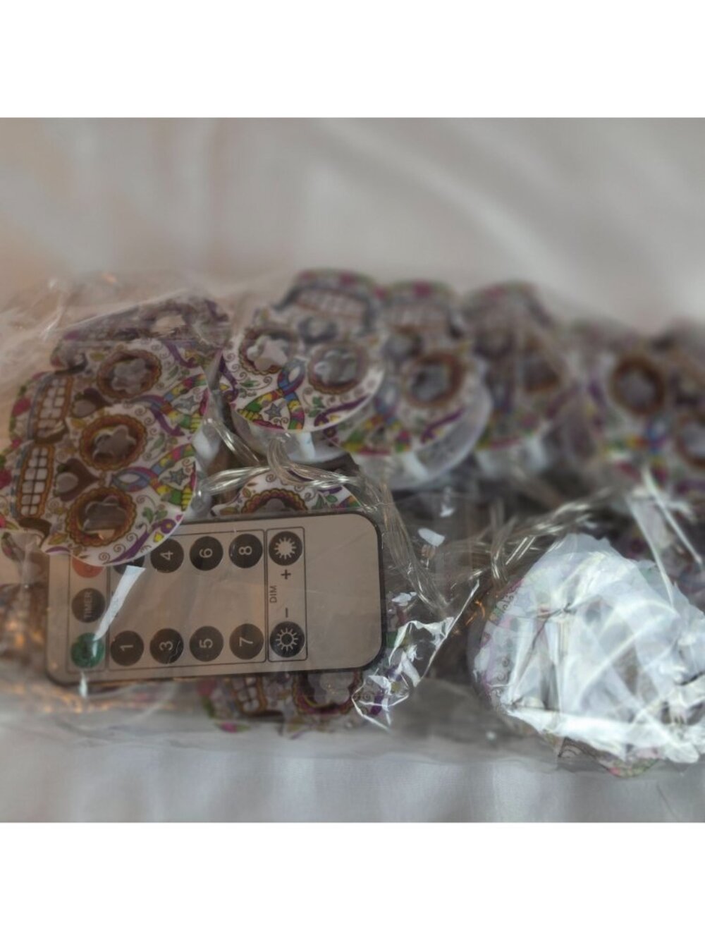 Sugar Skull Calavera LED Hanging Lights Day of the Dead Halloween Battery Operat - Picture 2 of 4